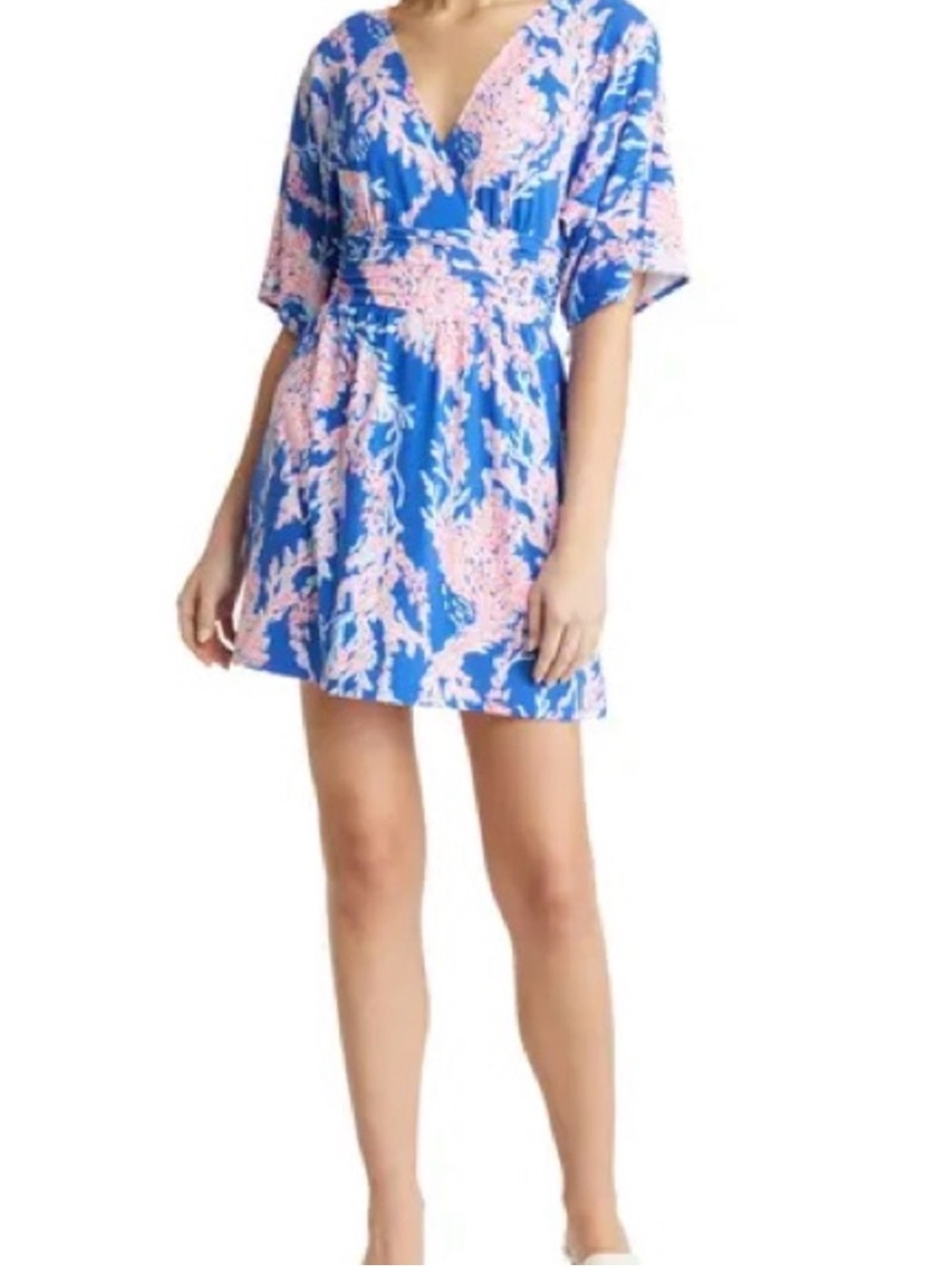 Lilly Pulitzer Parigi Romper in Borealis Blue & Hot Pink, Size L